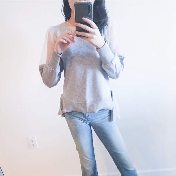 MOVING SALE Lace sleeve batt peplum top - Picture 5 of 6